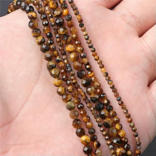 45 Arten Tigerauge Steinperlen Natur Gelb Cabochon Rund Facettiert Quadrat Lose Perlen Passend für Modeschmuck Herstellung Handarbeit Lieferung-Nr. 31 3,0mm von QPFNEI