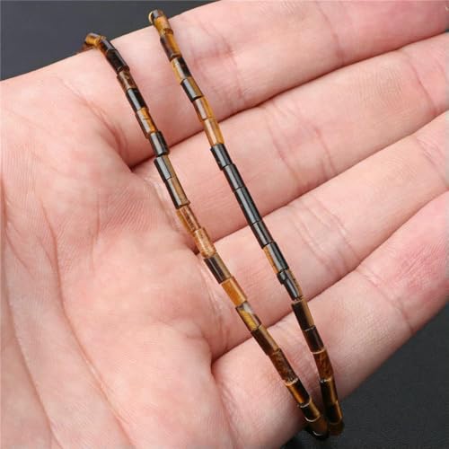 45 Arten Tigerauge Steinperlen Natur Gelb Cabochon Rund Facettiert Quadrat Lose Perlen Passend für Modeschmuck Herstellung Handarbeit-Nr. 27 2x4,0mm von QPFNEI