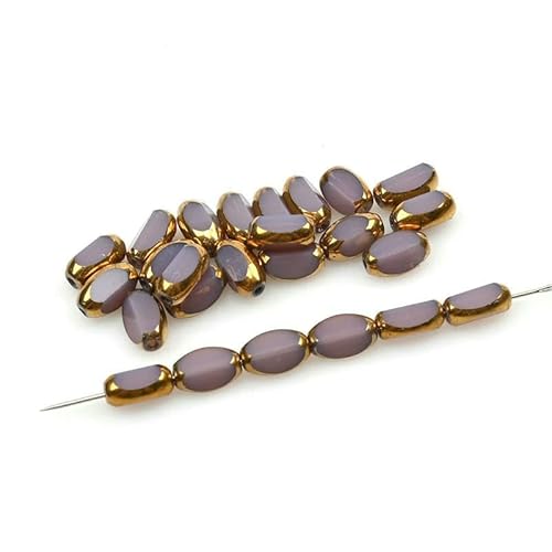 48 Stück ovale, goldfarbene Reisperlen, glasklare, facettierte, lose Abstandsperlen für Handarbeiten, DIY-Armbänder und Halsketten, H511, 6 x 4,0 mm, 48 Stück von QPFNEI