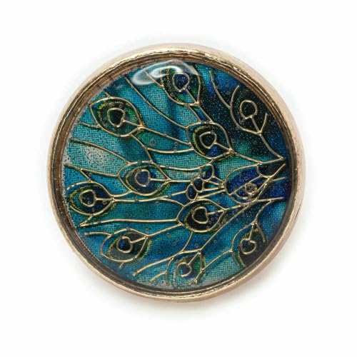 5 Stück Retro Time Gem Gold Zeichnung Runder Metall-Ösenknopf Nähen Scrapbooking Kleidung Handarbeit Basteln Zubehör Dekor 18mm-F von QPFNEI