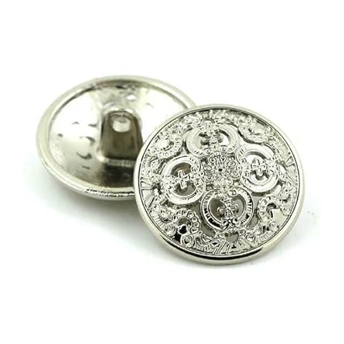 5 Stück hohle Metallknöpfe, schwarz, silber, goldfarbene Knöpfe, rund, dekorativer Knopf für Kleidung, Nähzubehör, DIY-Basteln, 14–27 mm, 01, Silber, 20 mm 5 Stück hohle Metallknöpfe, schwarz, silber, goldfarbene Knöpfe, rund, dekorativer Knopf für Kleidung, Nähzubehör, DIY-Basteln, 14–27 mm, 01, Silber, 20 mm von QPFNEI