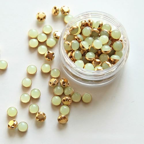 5 mm, 100 Stück, ultrakleine Puppenperlen-Miniknöpfe, Gürtelschnalle für DIY-Puppenkleidung, Hemden, Schuhe, Nähzubehör, Scrapbooking, 10 Gelbgrün von QPFNEI