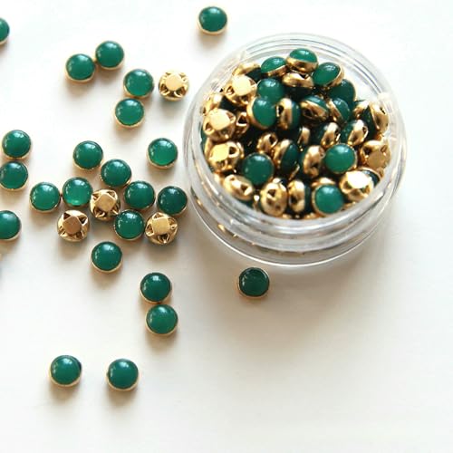 5 mm, 100 Stück, ultrakleine Puppenperlen-Miniknöpfe, Gürtelschnalle für DIY-Puppenkleidung, Hemden, Schuhe, Nähzubehör, Scrapbooking, 14 Dunkelgrün von QPFNEI