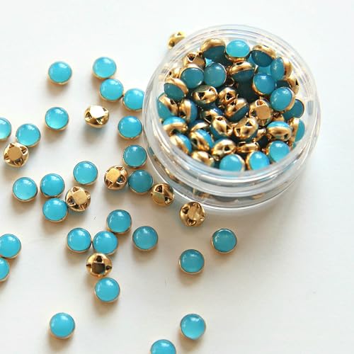 5 mm, 100 Stück, ultrakleine Puppenperlen-Miniknöpfe, Gürtelschnalle für DIY-Puppenkleidung, Hemden, Schuhe, Nähzubehör, Scrapbooking, 8 Blau von QPFNEI