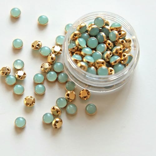 5 mm, 100 Stück, ultrakleine Puppenperlen-Miniknöpfe, Gürtelschnalle für DIY-Puppenkleidung, Hemden, Schuhe, Nähzubehör, Scrapbooking, 9 Blaugrün von QPFNEI