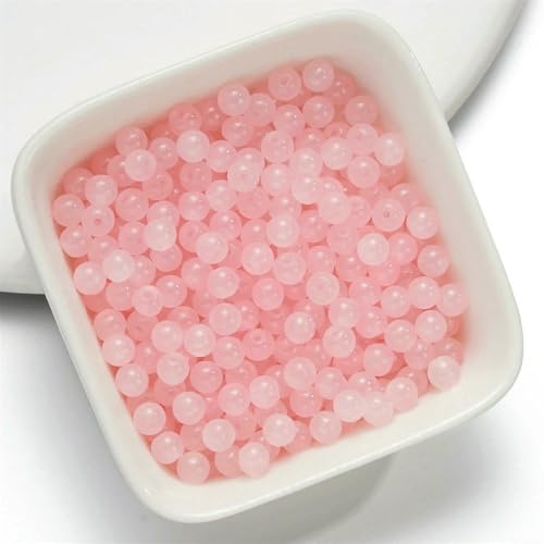 50/100/200 Stück 4,0 mm Jade-Imitation, runde Glasperlen, lose Perlen für DIY-Armbänder, Halsketten, Fußkettchen, Schmuckherstellung, Zubehör, Pink, 100 Stück von QPFNEI