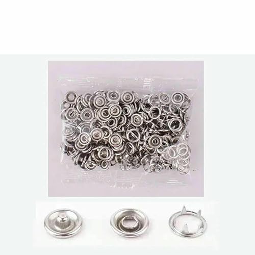 50/100 Metallzinken-Druckknöpfe, Hohldruckzinken-Befestigungsbolzen mit Zangen-Werkzeugsatz-Kits für Kleidung, Kleidungsstücke, Nähtaschen, Schuhe - TYP 10 von QPFNEI