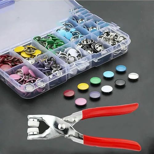 50/100 Metallzinken-Druckknöpfe, Hohldruckzinken-Befestigungsbolzen mit Zangen-Werkzeugsatz-Kits für Kleidung, Kleidungsstücke, Nähtaschen, Schuhe - TYP 2 50/100 Metallzinken-Druckknöpfe, Hohldruckzinken-Befestigungsbolzen mit Zangen-Werkzeugsatz-Kits für Kleidung, Kleidungsstücke, Nähtaschen, Schuhe - TYP 2 von QPFNEI