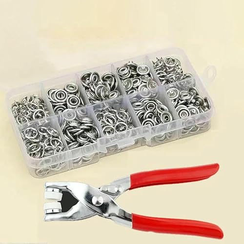 50/100 Metallzinken-Druckknöpfe, Hohldruckzinken-Befestigungsbolzen mit Zangen-Werkzeugsatz-Kits für Kleidung, Kleidungsstücke, Nähtaschen, Schuhe - TYP 4 von QPFNEI