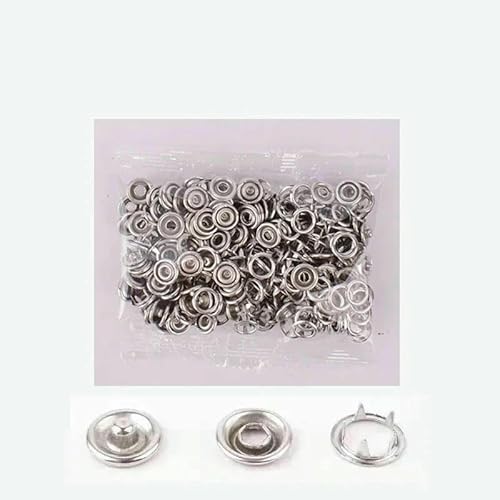 50/100 Metallzinken-Druckknöpfe, Hohldruckzinken-Verschlussnieten mit Zangen-Werkzeugsatz-Kits für Kleidung, Kleidungsstücke, Nähtaschen, Schuhe - TYP 9 von QPFNEI