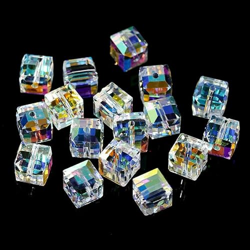 50/100 Stück 4/6/8 mm Kristallperlen AB Bunte Würfel Österreichische Perle zur Schmuckherstellung Glasperlen DIY Armband Ohrringe Halskette-Farbe 2-4,0 mm-100 Stück von QPFNEI
