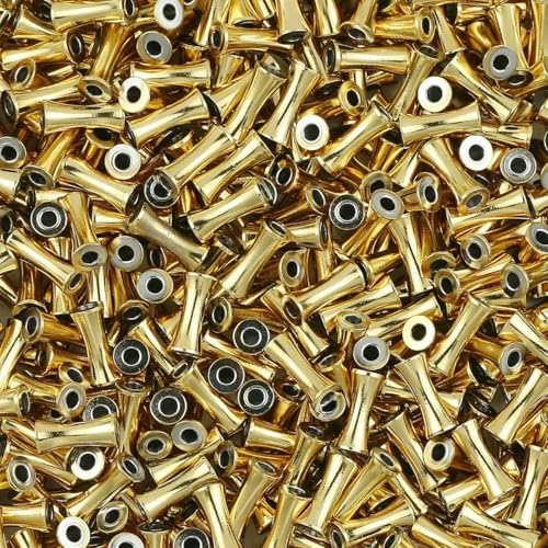 50–10 Stück/Los Rohr Goldfarben Edelstahl Runde zylindrische Metall-Abstandshalter Lose Perlen zur Schmuckherstellung Armband DIY-Stahl Gold-4 x 8 mm 50 Stück von QPFNEI