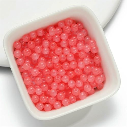 50–200 Stück 4,0 mm Jade-Imitat, runde Glasperlen, Armbänder, lose Perlen, Schmuckzubehör für DIY-Halsketten, Fußkettchen, Schmuckherstellung, Orange Pink, 100 Stück von QPFNEI