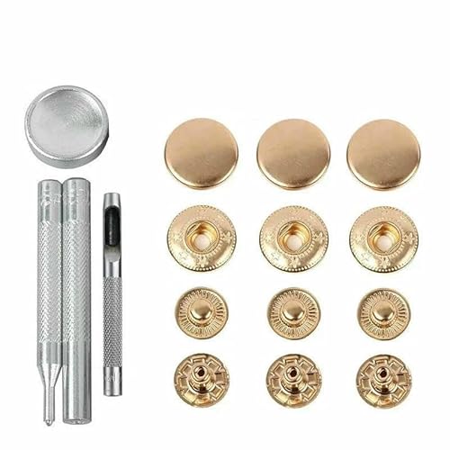 50 Sets Leder-Druckknöpfe-Set, 10 mm, 12 mm, 15 mm, Metall-Druckknöpfe, Druckknöpfe, 4 Installationswerkzeuge, Leder-Druckknöpfe für DIY-Kleidung, 4 Werkzeuge, 50 Sets, Hellgold, 15 mm 50 Sets Leder-Druckknöpfe-Set, 10 mm, 12 mm, 15 mm, Metall-Druckknöpfe, Druckknöpfe, 4 Installationswerkzeuge, Leder-Druckknöpfe für DIY-Kleidung, 4 Werkzeuge, 50 Sets, Hellgold, 15 mm von QPFNEI