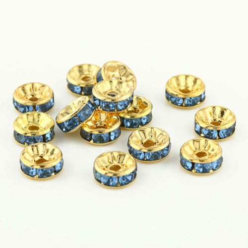 50 Stück/Los 4 6 8 10 mm AB-Farbe Strass Rondelle Kristallperlen Runde quadratische lose Abstandsperlen für Schmuck DIY Herstellung Armband-rund-blau1-10 mm 50 Stück von QPFNEI