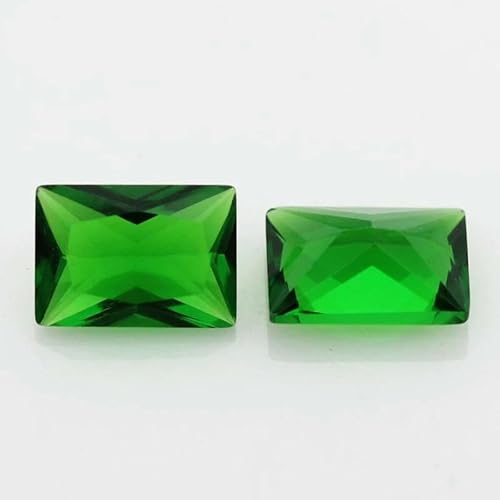 50 Stück/Los Glasperlen, rechteckige Form, lose Steine, maschinengeschliffenes Glas, synthetischer Edelstein für Schmuck, grünes Glas, 7 x 9 mm (50 Stück) von QPFNEI