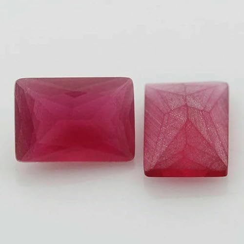 50 Stück/Los Glasperlen, rechteckige Form, lose Steine, maschinengeschliffenes Glas, synthetischer Edelstein für Schmuck, mattiertes Rosa, 5 Glas, 5 x 7 mm (50 Stück) von QPFNEI