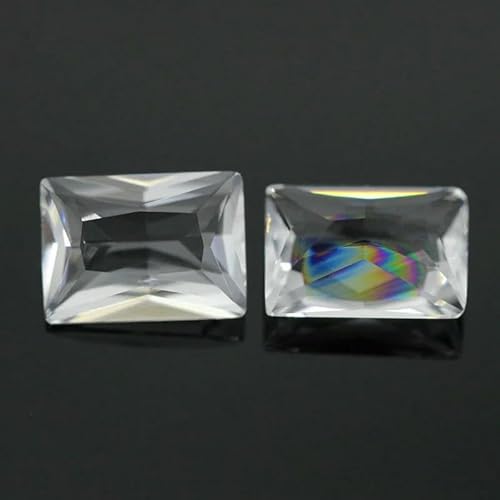 50 Stück/Los Glasperlen, rechteckige Form, lose Steine, maschinengeschliffenes Glas, synthetischer Edelstein für Schmuck, weißes Glas, 9 x 11 mm (50 Stück) von QPFNEI