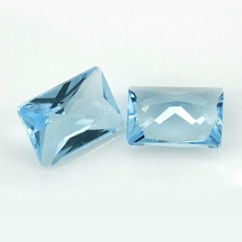 50 Stück/Los Glasperlen, rechteckige Form, loser Stein, maschinengeschliffenes Glas, synthetischer Edelstein für Schmuck, Hellblau, 10 x 12 mm (50 Stück) von QPFNEI