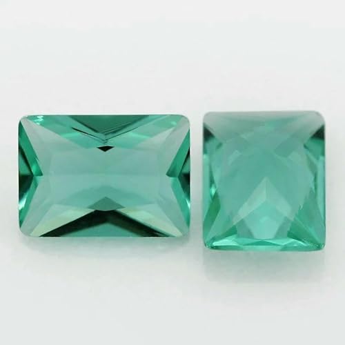 50 Stück/Los Glasperlen, rechteckige Form, loser Stein, maschinengeschliffenes Glas, synthetischer Edelstein für Schmuck, Hellgrün, 8 x 10 mm (50 Stück) von QPFNEI