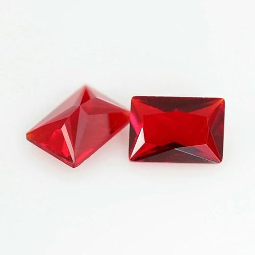 50 Stück/Los Glasperlen, rechteckige Form, loser Stein, maschinengeschliffenes Glas, synthetischer Edelstein für Schmuck, Rot, 8 x 12 mm (50 Stück) von QPFNEI