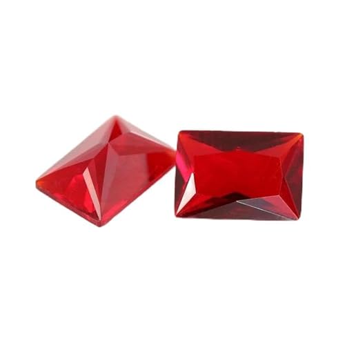 50 Stück/Los Glasperlen, rechteckige Form, loser Stein, maschinengeschliffenes Glas, synthetischer Edelstein für Schmuck, Rot, 9 x 11 mm (50 Stück) von QPFNEI