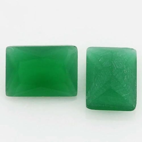 50 Stück/Los Glasperlen in rechteckiger Form, lose Steine, maschinengeschliffenes Glas, synthetischer Edelstein für Schmuck, mattiertes grünes Glas, 7 x 9 mm (50 Stück) von QPFNEI