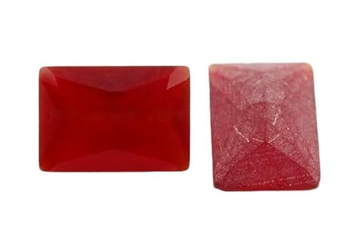 50 Stück/Los Glasperlen in rechteckiger Form, lose Steine, maschinengeschliffenes Glas, synthetischer Edelstein für Schmuck, mattiertes rotes Glas, 10 x 14,0 mm (50 Stück) von QPFNEI