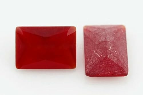 50 Stück/Los Glasperlen in rechteckiger Form, lose Steine, maschinengeschliffenes Glas, synthetischer Edelstein für Schmuck, mattiertes rotes Glas, 12 x 16 mm (50 Stück) von QPFNEI