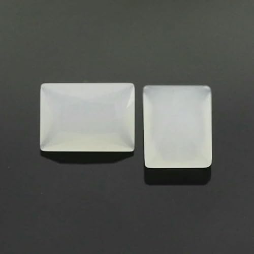 50 Stück/Los Glasperlen in rechteckiger Form, lose Steine, maschinengeschliffenes Glas, synthetischer Edelstein für Schmuck, milchig weißes Glas, 7 x 9 mm (50 Stück) von QPFNEI