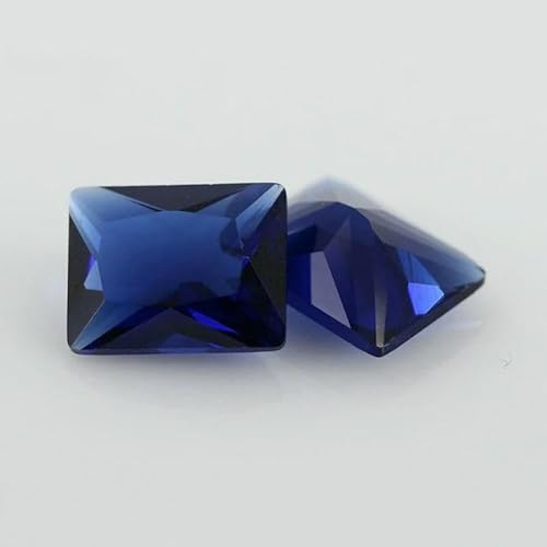 50 Stück/Los Glasperlen in rechteckiger Form, loser Stein, maschinengeschliffenes Glas, synthetischer Edelstein für Schmuck, Dunkelblau, 10 x 12 mm (50 Stück) von QPFNEI
