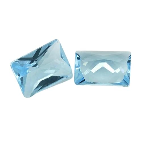 50 Stück/Los Glasperlen in rechteckiger Form, loser Stein, maschinengeschliffenes Glas, synthetischer Edelstein für Schmuck, Hellblau, 7 x 9 mm (50 Stück) von QPFNEI