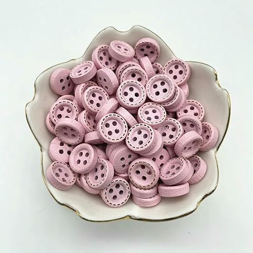 50 Stück 10 mm 4 Löcher Mini-Farbknöpfe für Kinder, Holzknöpfe, Kleidung, Hochzeitsdekoration, Nähzubehör-09 von QPFNEI