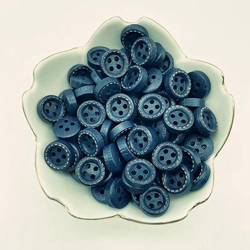 50 Stück 10 mm 4 Löcher Mini-Farbknöpfe für Kinder, Holzknöpfe, Kleidung, Hochzeitsdekoration, Nähzubehör-11 von QPFNEI