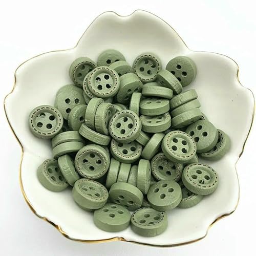 50 Stück 10 mm 4 Löcher Mini-Farbknöpfe für Kinder, Holzknöpfe, Kleidung, Hochzeitsdekoration, Nähzubehör-12 von QPFNEI