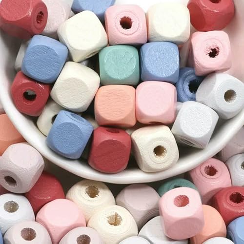 50 Stück 10 mm gemischte Farben quadratische Würfel Holzperlen Abstandshalter lose Perlen für DIY Schmuckherstellung handgefertigte Halskette Armband Zubehör-C04681-10MM 50 Stück von QPFNEI