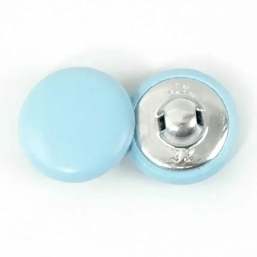 50 Stück 11–28 mm farbige Lederknöpfe für Kleidung, Sofa, Dekor, runde Schaftknöpfe, Taschen, Jacken, Ersatzschnalle, DIY-Nähzubehör, Hellblau, 15 mm von QPFNEI