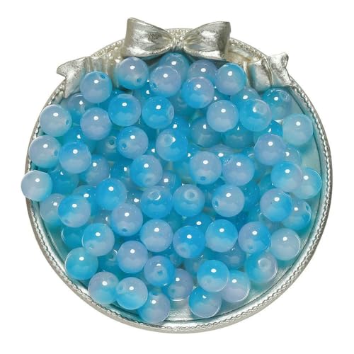 50 Stück 8/10 mm zweifarbige runde Glasperlen mit Gelee-Ergebnis, lose Abstandsperlen, Muster für die Schmuckherstellung, DIY-Armband, Halskette, Blau-Lila, 10 mm, 50 Stück von QPFNEI