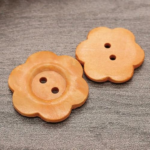 50 Stück DIY Holzknöpfe Nähzubehör Handgefertigte Holzhandwerk Kleidung Pullover Dekoration 2 Löcher Holz Vintage Knopf-B Stil 50 Stück-15 mm von QPFNEI