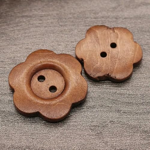 50 Stück DIY Holzknöpfe Nähzubehör Handgefertigte Holzhandwerkskleidung Pulloverdekoration 2 Löcher Holz Vintage Knopf-A Stil 50 Stück-15 mm von QPFNEI