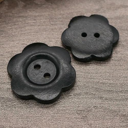 50 Stück DIY Holzknöpfe Nähzubehör Handgefertigte Holzhandwerkskleidung Pulloverdekoration 2 Löcher Holz Vintage Knopf-E Stil 50 Stück-15 mm von QPFNEI