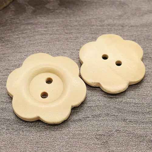 50 Stück DIY Holzknöpfe Nähzubehör Handgefertigte Holzhandwerkskleidung Pulloverdekoration 2 Löcher Holz Vintage Knopf-G Stil 50 Stück-25 mm von QPFNEI