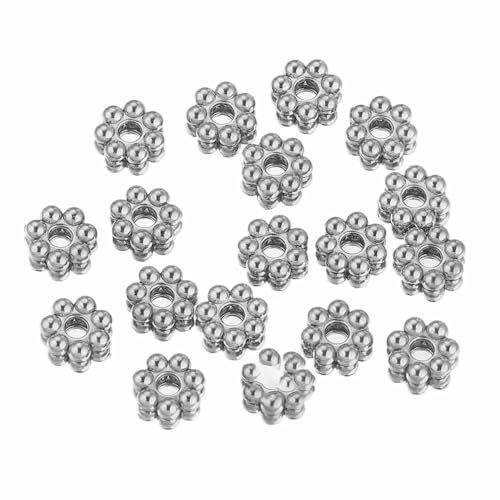 50 Stück Edelstahl-Abstandshalterperlen in Schneeflocken-Blumenform, vergoldet, lose Perlenkappe für DIY-Handarbeiten, Schmuckherstellung, Armband, S5 mm von QPFNEI
