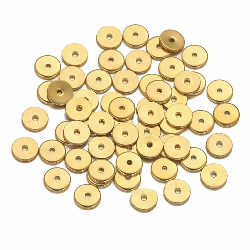 50 Stück Edelstahl-Abstandshalterperlen in Schneeflocken-Blumenform, vergoldet, lose Perlenkappe für DIY-Handarbeiten, Schmuckherstellung, Armband, rund, g5 von QPFNEI