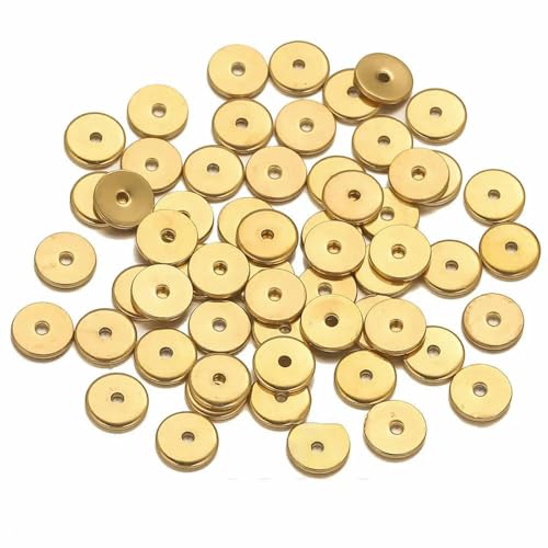 50 Stück Edelstahl-Abstandshalterperlen in Schneeflocken-Blumenform, vergoldet, lose Perlenkappe für DIY-Handarbeiten, Schmuckherstellung, Armband, rund, g6 von QPFNEI