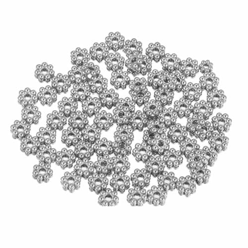 50 Stück Edelstahl-Abstandshalterperlen in Schneeflocken-Blumenform, vergoldet, lose Perlenkappe für DIY-Handarbeiten, Schmuckherstellung, Armband-S3,0 mm von QPFNEI
