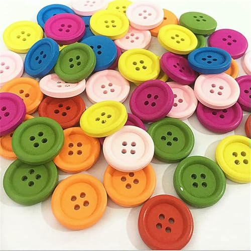 500 Stück bunte Holzknöpfe zum Nähen, Scrapbooking, Basteln, Farbe: 20 mm von QPFNEI