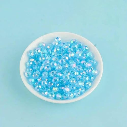 500 g AB-farbige achteckige Perlen, transparent plattierte Erdperlen, illusionäre Acryl-Streuperlen, DIY-Perlen, handgefertigte Materialien, Aquamarin, 6 mm, 500 g, 4600 Stück von QPFNEI