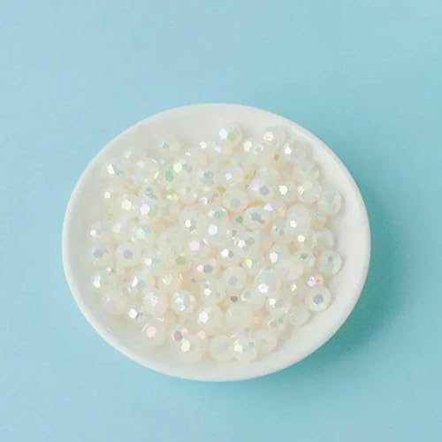 500 g AB-farbige achteckige Perlen, transparent plattierte Erdperlen, illusionäre Acryl-Streuperlen, DIY-Perlen, handgefertigte Materialien, Cremeweiß, 6 mm, 500 g, 4600 Stück von QPFNEI