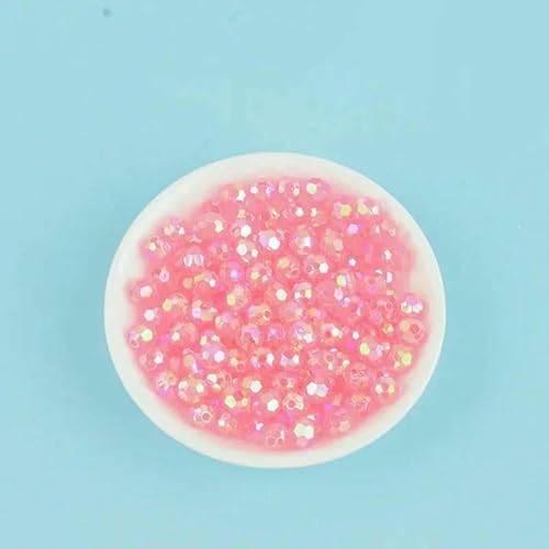 500 g AB-farbige achteckige Perlen, transparent plattierte Erdperlen, illusionäre Acryl-Streuperlen, DIY-Perlen, handgefertigte Materialien, Dunkelrosa, 10 mm, 500 g, 900 Stück von QPFNEI